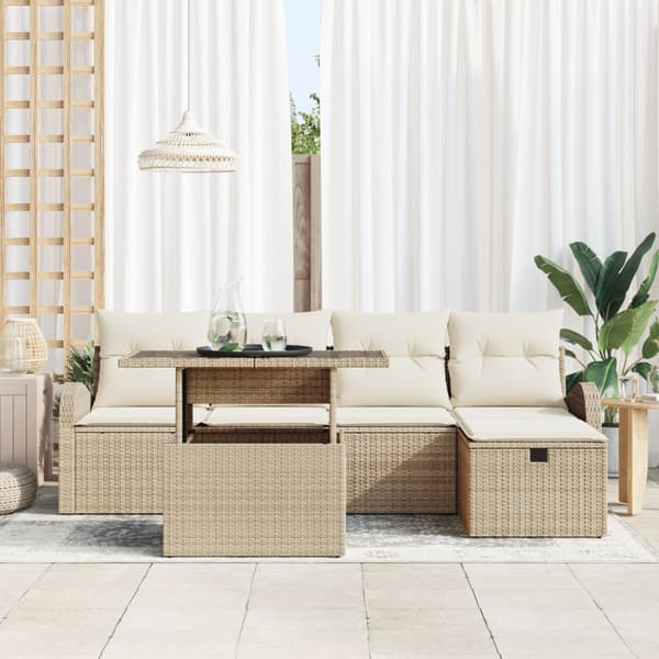 Trädgårdsoffset 6 st Beige konstrotting