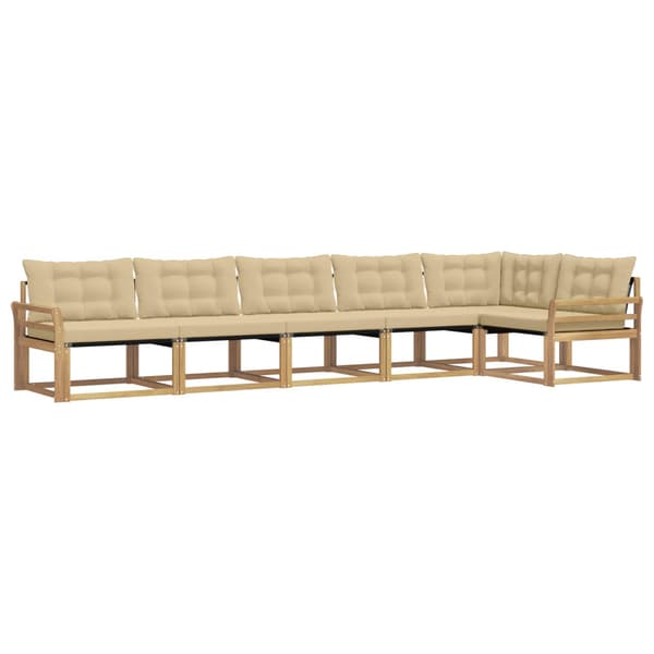 Utomhussoffset med kudde 6 pcs Vit och Beige