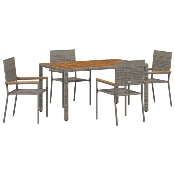 Trädgårdsmöbelset 5 pcs Grå konstrotting