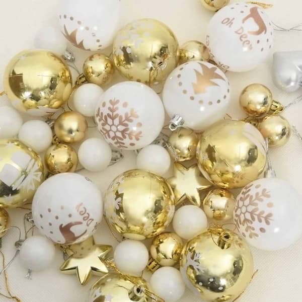 Julprydnad Set 40 pcs Vit och guld Plast