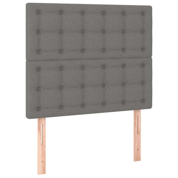 Ramsäng med madrass mörkgrå 90x200 cm tyg