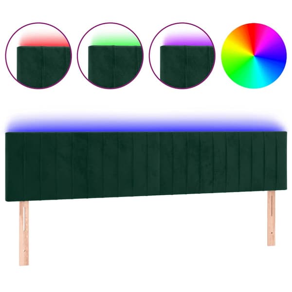 Sänggavel LED mörkgrön 180x5x78/88 cm sammet