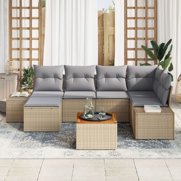 Trädgårdsoffset 7 pcs beige och ljusgrå
