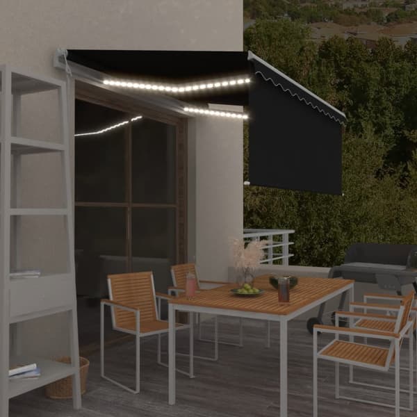 Automatiserad markis vindsensor rullgardin LED 3x2,5m antracit