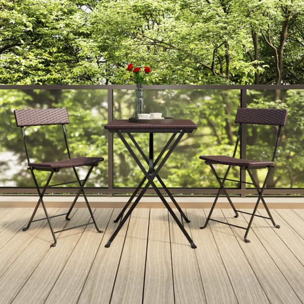 Hopfällbart caféset 3 delar konstrotting brun