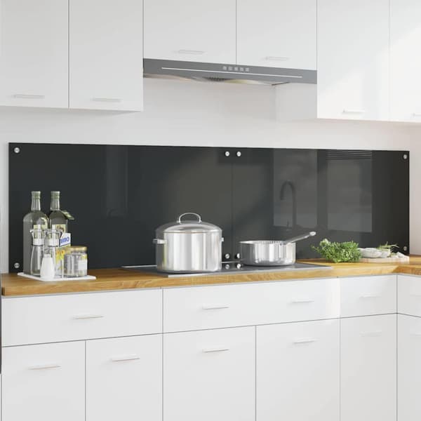 Köksskydd 2 pcs Mörkgrå 100 x 50 cm härdat glas