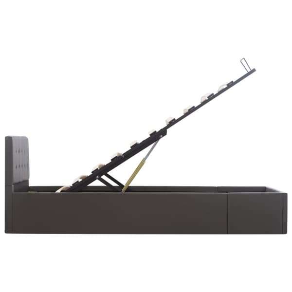 Sängram hydraulisk förvaring grå konstläder 90x200 cm