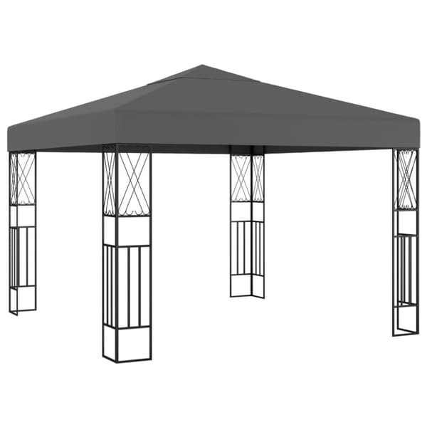Paviljong med ljusslinga LED 3x3 m antracit tyg