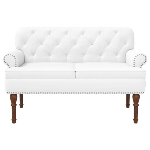 Loveseat med knapprapport Vit 120 x 65 x 77 cm Konstläder