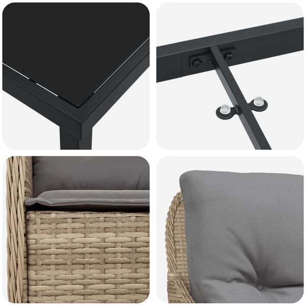 Trädgårdsmöbelset med kudde 9 pcs Beige konstrotting