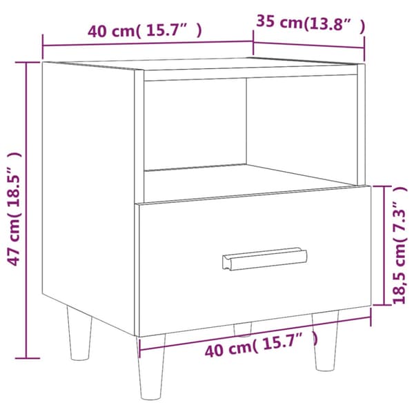 Sängbord 2 st vit 40x35x47 cm