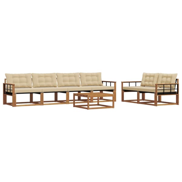 Utomhussoffset med kudde 7 pcs Naturlig och Beige