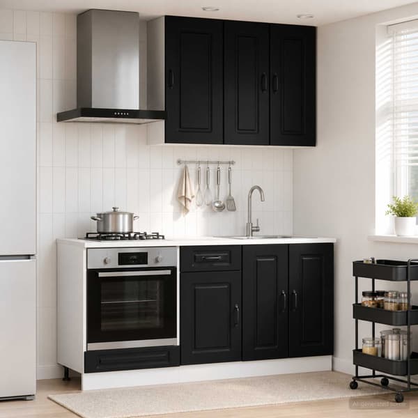 Köksenhet KALMAR 5 pcs Svart Konstruerat trä