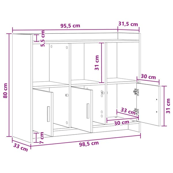 Sideboard Rökt ek 98,5 x 33 x 80 cm Konstruerat trä