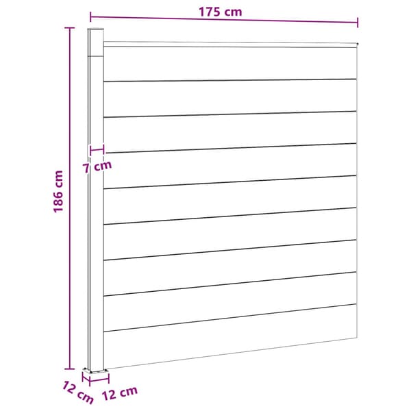 Stängselpanel WPC och aluminium Svart