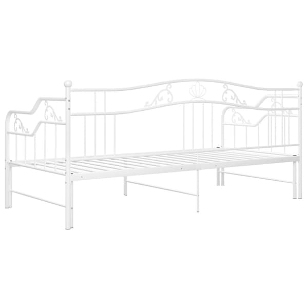 Utdragbar sängram bäddsoffa vit metall 90x200 cm