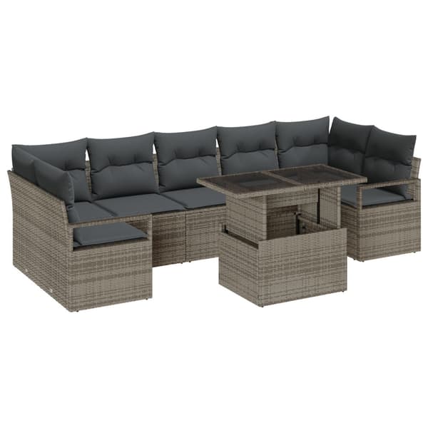 Trädgårdsoffset med lagring 8 pcs Grå Poly rattan