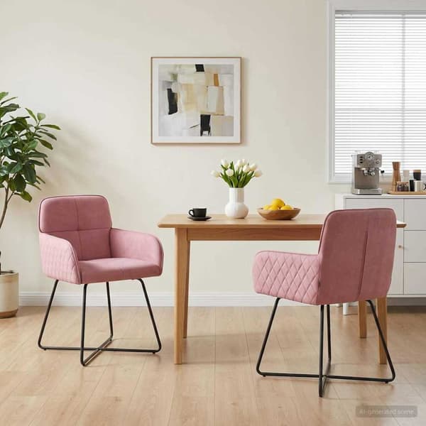 Matstolar 2 pcs Sammet Rosa 59 x 56,5 x 86 cm
