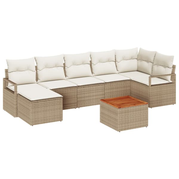 Trädgårdsoffset med kudde 8 pcs Beige konstrotting