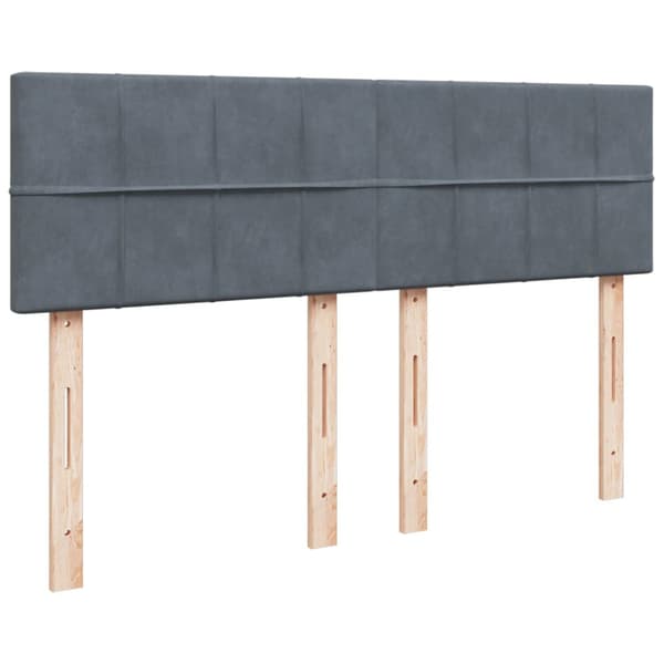 Ramsäng med madrass mörkgrå 160x200 cm sammet