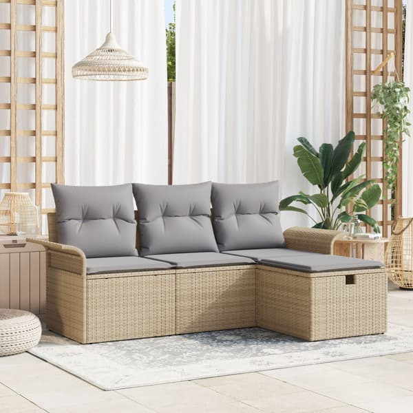 Trädgårdsoffset 4 st Beige och Ljusgrå konstrotting