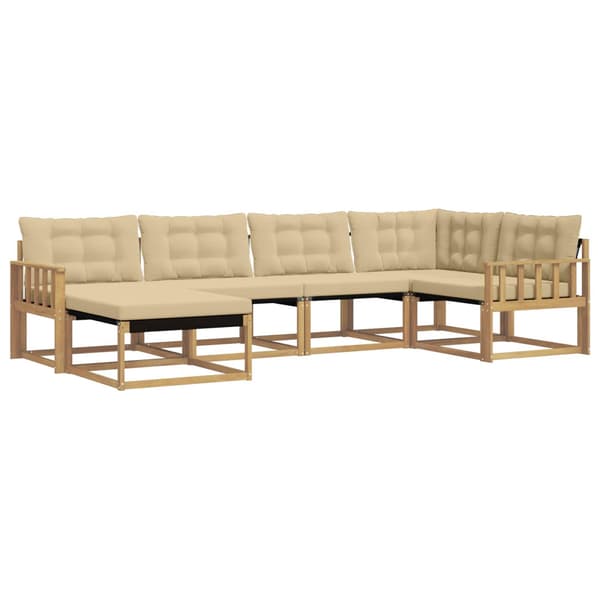 Utomhussoffset med kudde 6 pcs Vit och Beige