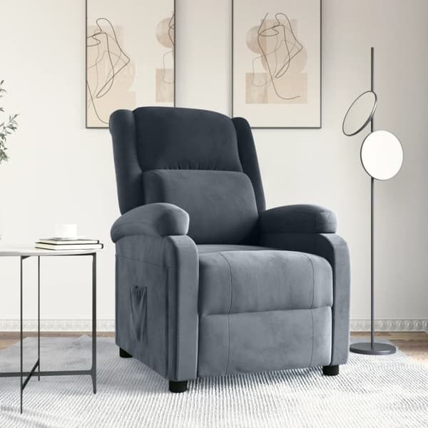 Reclinerfåtölj mörkgrå sammet
