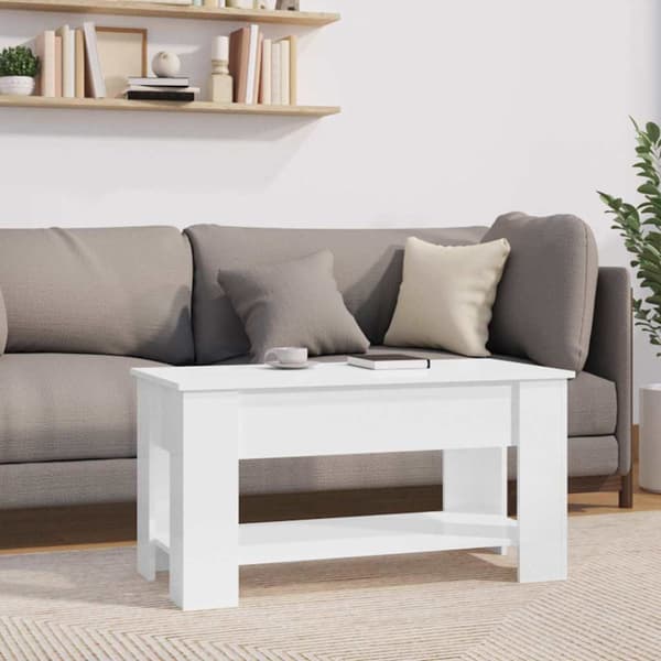 Soffbord vit högglans 101x49x52 cm konstruerat trä