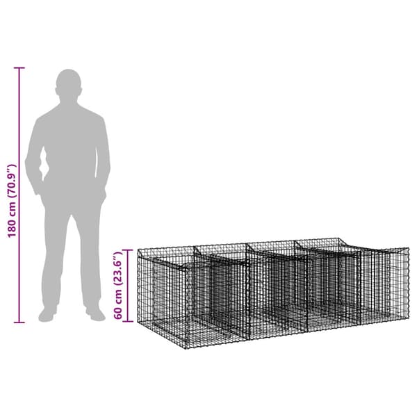Gabion upphöjd säng 2 pcs Silver