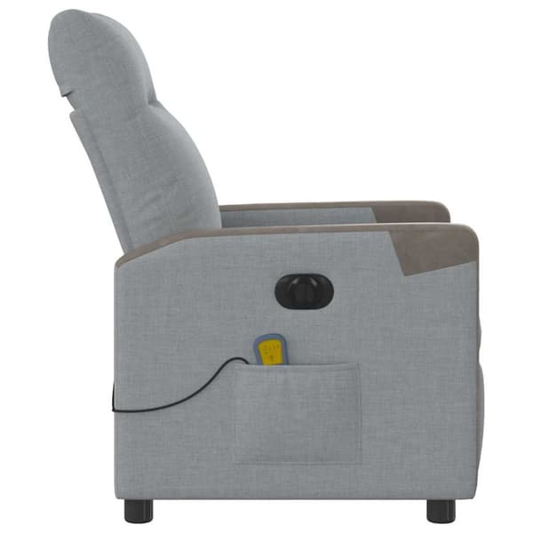 Elektrisk massagefåtölj ljusgrå tyg