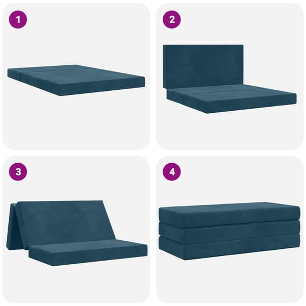 Fällbar Soffbed 120 x 67 x 45 cm Blå
