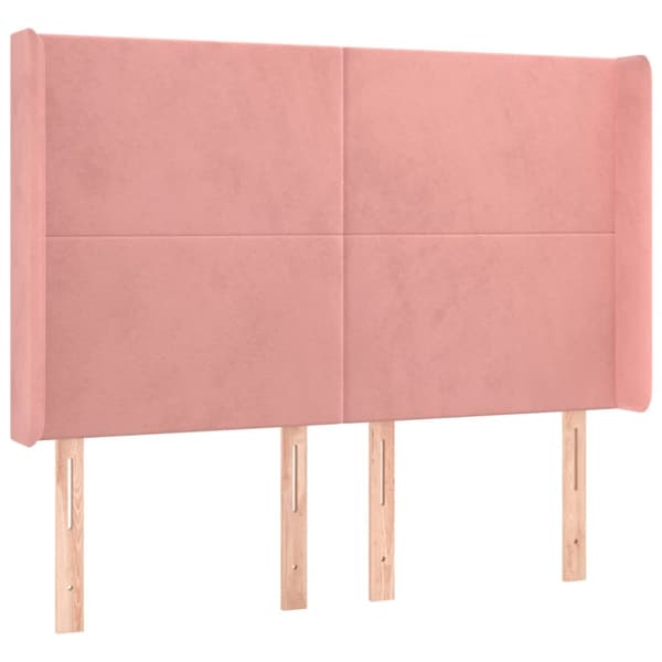 Ramsäng med madrass rosa & LED 140x200 cm sammet