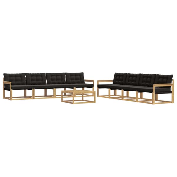 Utomhussoffset 9 pcs Vit och svart 79 x 79 x 37 cm