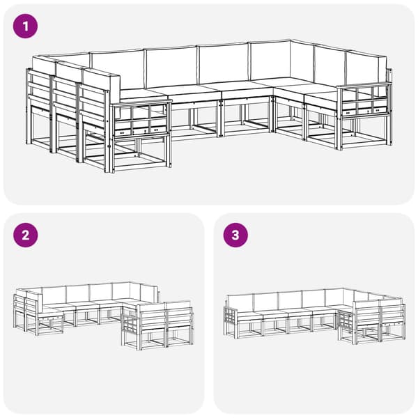 Utomhussoffset med kudde 9 pcs Vit och grädde