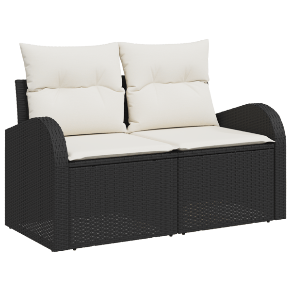 Trädgårdsoffset med lagring 9 pcs Svart Poly rattan
