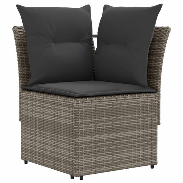 Möbelset med kudde 4 pcs Grå och mörkgrå PE Rattan