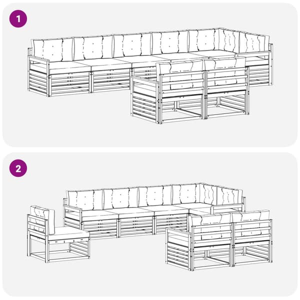Utomhussoffset med kudde 8 pcs Vit och antracit Polyester