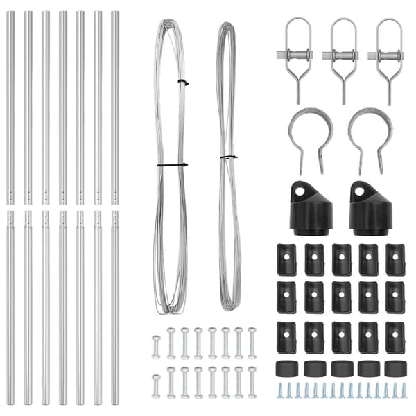 Stängselstolpe 7 pcs Silver Stål