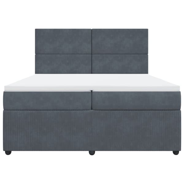 Ramsäng med madrass mörkgrå 200x200 cm sammet