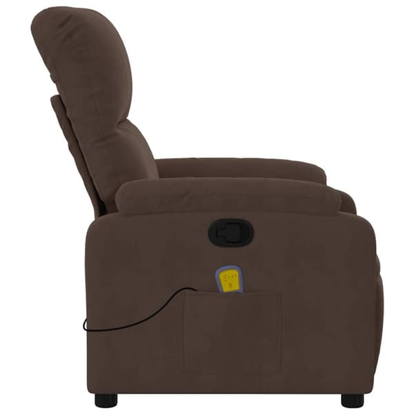 Massagefåtölj brun mikrofibertyg