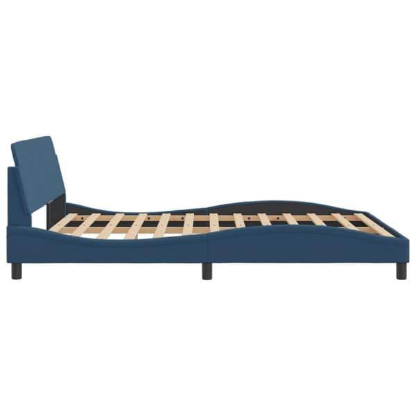 Bed Frame with Headboard "Dover" Blue 160x200 cm Fabric