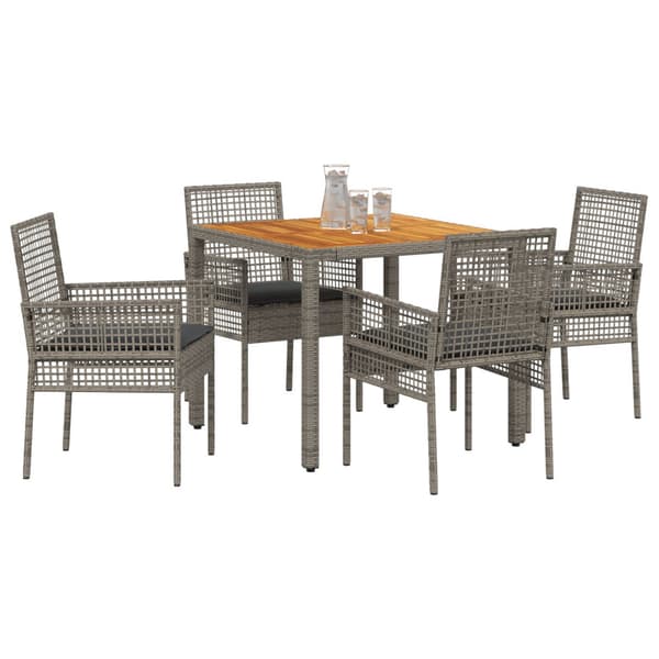 Trädgårdsmöbelset 5 pcs Grå konstrotting