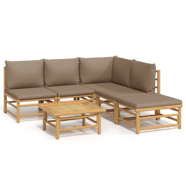 Loungegrupp 6 delar taupe dynor bambu