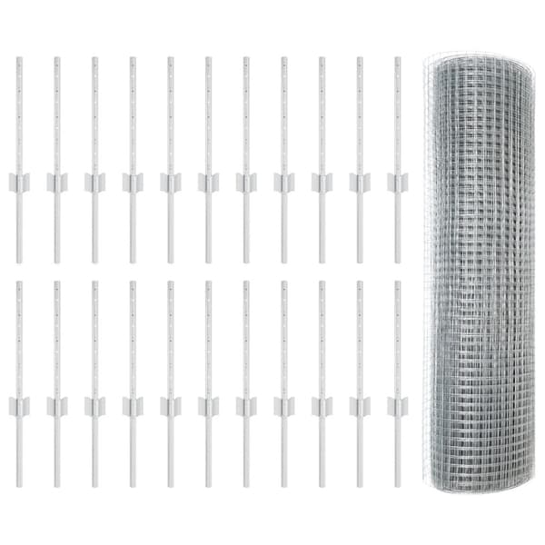 Stängsel med stolpe Silver 0,4 x 50 m Stål