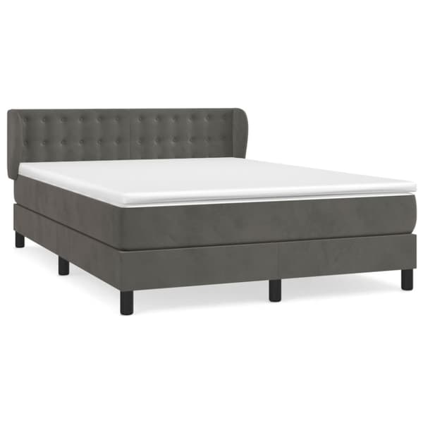 Ramsäng med madrass mörkgrå 140x190 cm sammet