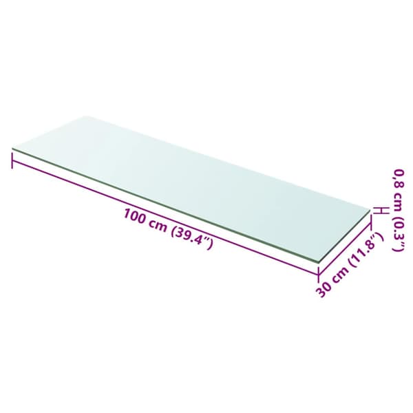 Hyllplan glas genomskinlig 100x30 cm