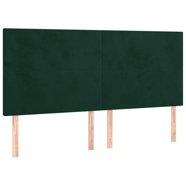 Ramsäng med madrass & LED mörkgrön 200x200 cm sammet