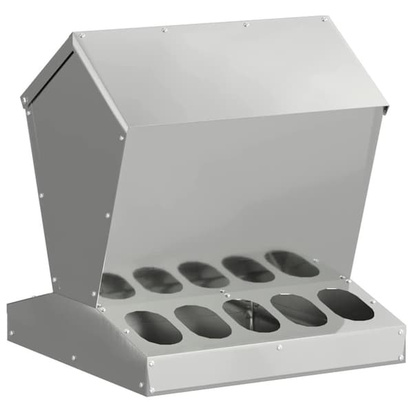 Hönsfodertråg Silver 40 x 40 x 45 cm Galvaniserat Stål