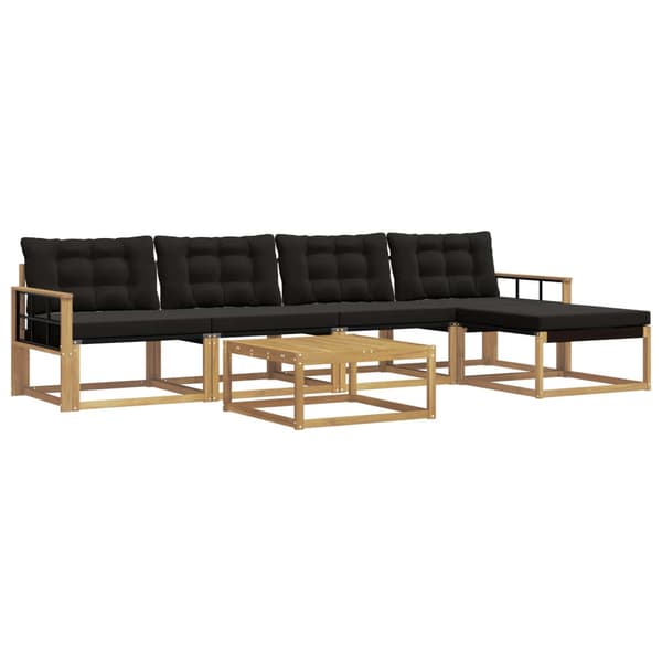 Utomhussoffset 6 pcs Vit och svart