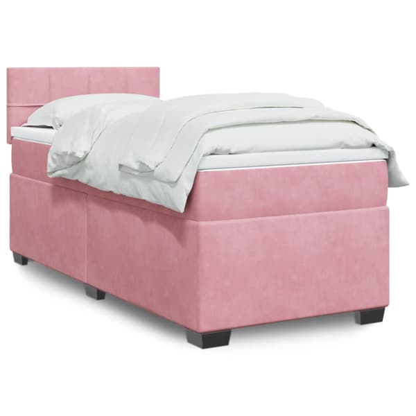 Ramsäng med madrass rosa 100x200 cm sammet
